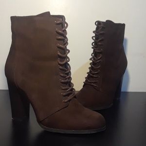 Brown high heel boots